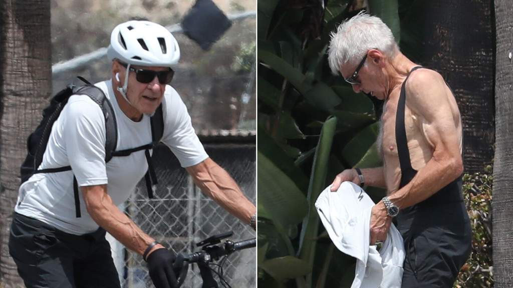 Harrison Ford Displays Toned Physique During Los Angeles Bike Ride