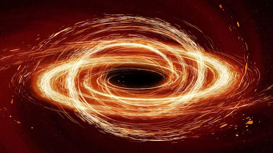 A visual representation of an artificial black hole experiment using optical fibers and light