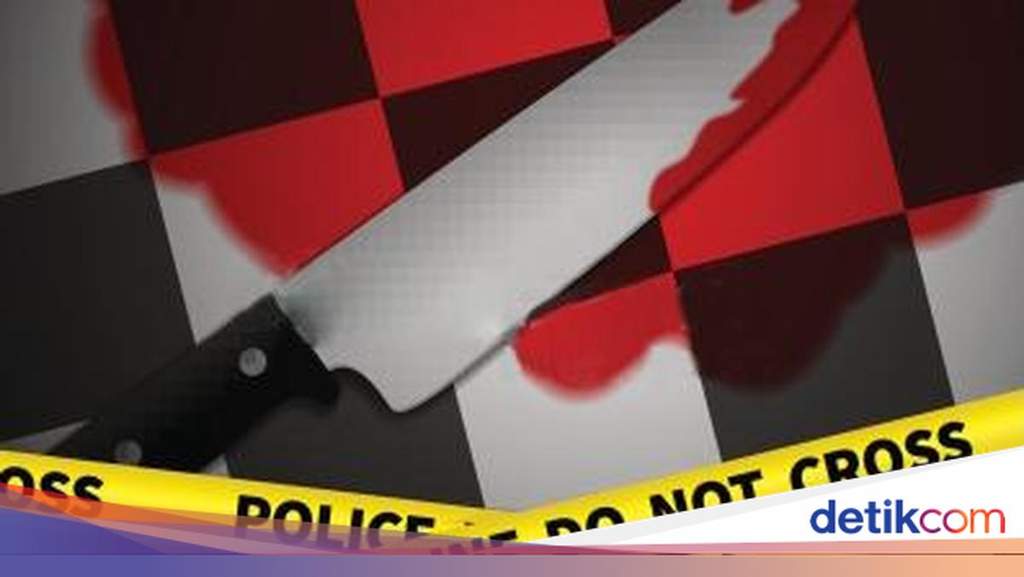 Police investigators secure the scene after a random stabbing incident in Tangerang City