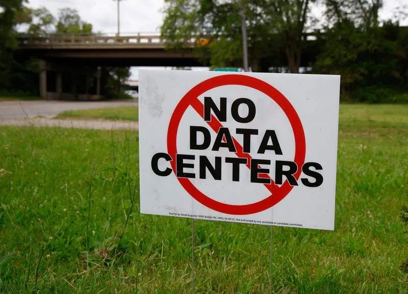 Citizens protesting against data center expansion and water depletion in the United States