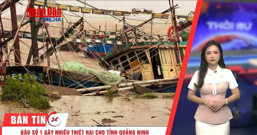 Floodwaters submerge coastal infrastructure and roads in northern Vietnam.